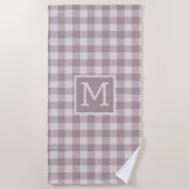 Boerderij Buffalo Check Plaid Beige Monogram Strandlaken (Voorkant)