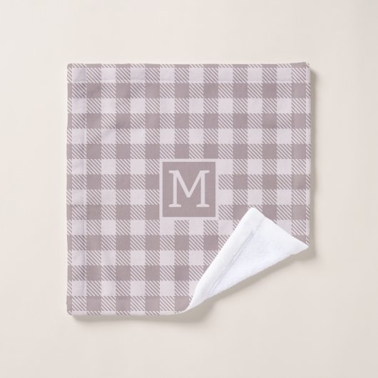 Boerderij Buffalo Check Plaid Beige Monogram Washandje (Wasdoekje)