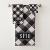 Boerderij Buffalo Plaid Check 3 Letter Monogram Bad Handdoek (Insitu)