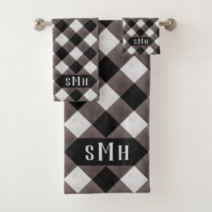 Boerderij Buffalo Plaid Check 3 Letter Monogram Bad Handdoek