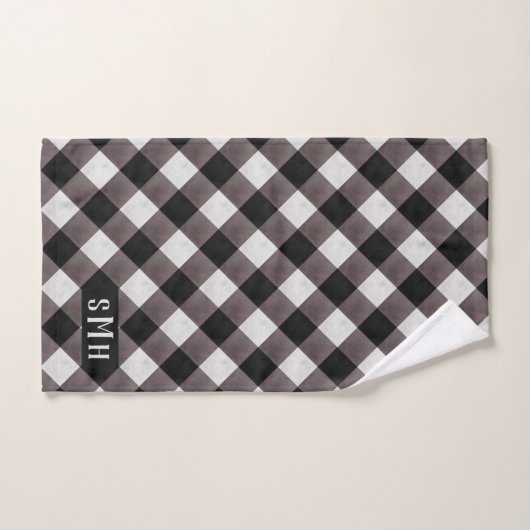 Boerderij Buffalo Plaid Check 3 Letter Monogram Bad Handdoek (Handdoek)