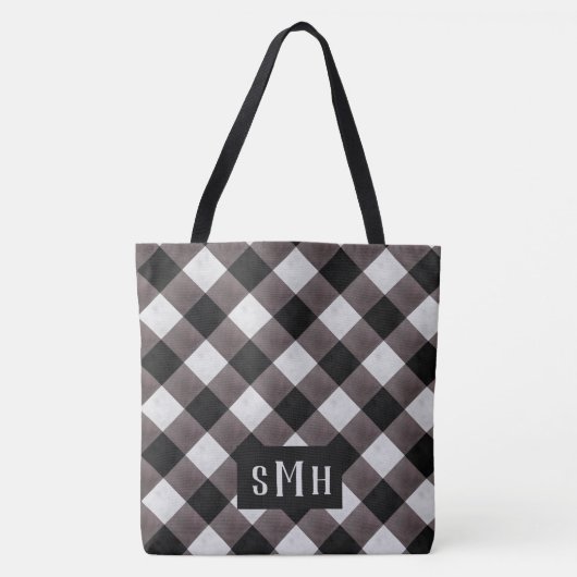 Boerderij Buffalo Plaid Check 3 Letter Monogram Tote Bag (Voorkant)