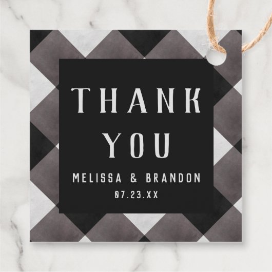 Boerderij Buffalo Plaid Check Dank u Bedankjes Labels (Achterkant)