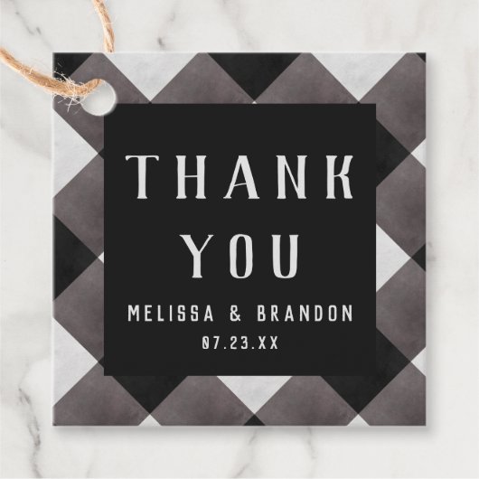 Boerderij Buffalo Plaid Check Dank u Bedankjes Labels (Voorkant)