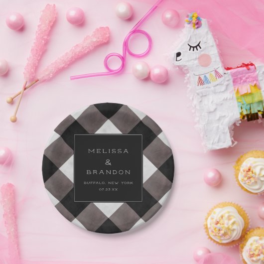 Boerderij Buffalo Plaid Check Trouwdiner Papieren Bordje (Feest)