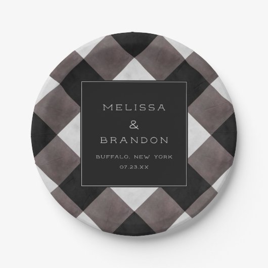 Boerderij Buffalo Plaid Check Trouwdiner Papieren Bordje (Voorkant)