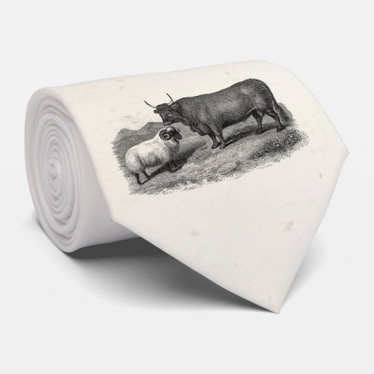  Boerderij Bull Sheep Illustration Retro van de 18 Stropdas (Opgerold)