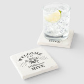 Boerderij Bumblebee Welkom op onze bijenkorf Monog Stenen Onderzetter (Zijkant)