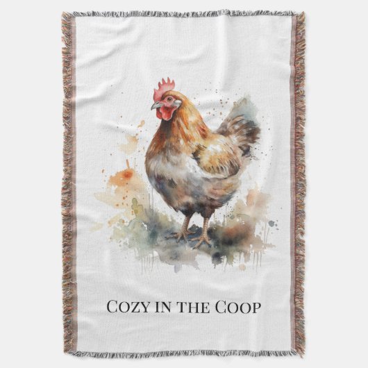 Boerderij Charm: Waterverf Chicken Art Deken (Voorkant Verticaal)