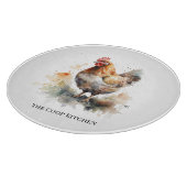Boerderij Charm: Waterverf Chicken Art Snijplank (Hoek)