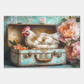 Boerderij Chic Chicken & Peony Decoupage Inpakpapier Vel (Voorkant 2)