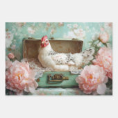 Boerderij Chic Chicken & Peony Decoupage Inpakpapier Vel (Voorkant 3)