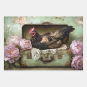 Boerderij Chic Chicken & Peony Decoupage Inpakpapier Vel (Voorkant 2)