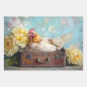 Boerderij Chic Chicken & Peony Decoupage Inpakpapier Vel (Voorkant)