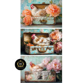 Boerderij Chic Chicken & Peony Decoupage Inpakpapier Vel