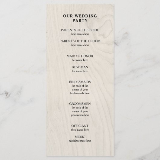 Boerderij Chic | Hart en Hout Huwelijksprogramma Programmakaart (Achterkant)