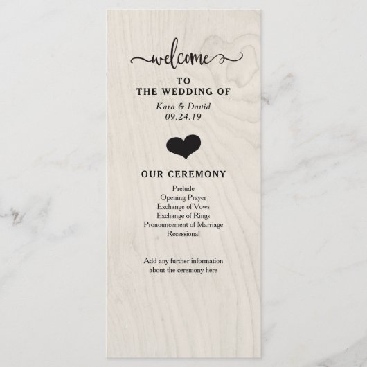 Boerderij Chic | Hart en Hout Huwelijksprogramma Programmakaart (Voorkant)