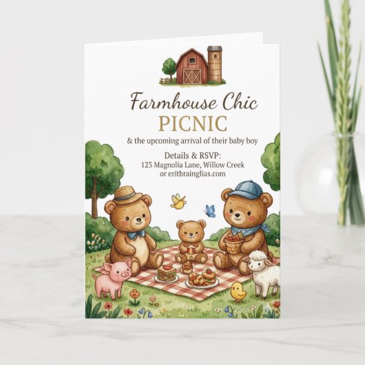 Boerderij Chic Picknick Uitnodiging (Voorkant)