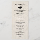 Boerderij Chic | Wit Hout en Hart Bruiloft Menu (Voorkant)