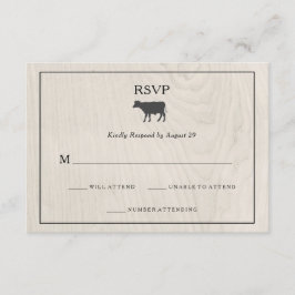 Boerderij Chic | Wit Hout met Koe Bruiloft RSVP Kaartje