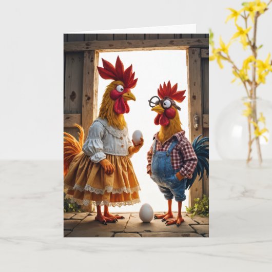 Boerderij Chicken Birthday Humor Kaart (Gele Bloem)