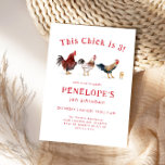 Boerderij Chicken Dit Chick Verjaardagsfeest Kaart<br><div class="desc">Schattige boerderij thema kind's verjaardagsfeestuitnodigingskaart met waterverf-illustratie van kippen en een kuiken. De tekst zegt "Deze meid is XX (leeftijd)"</div>