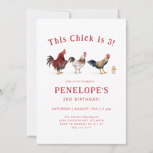Boerderij Chicken Dit Chick Verjaardagsfeest Kaart (Voorkant)