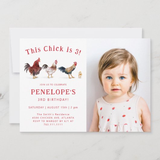 Boerderij Chicken Dit Kuiken Verjaardag Party Foto Kaart (Voorkant)