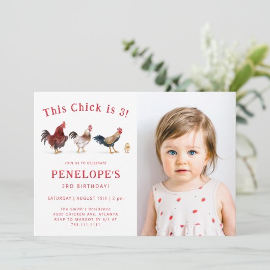 Boerderij Chicken Dit Kuiken Verjaardag Party Foto Kaart (Staand voorkant)