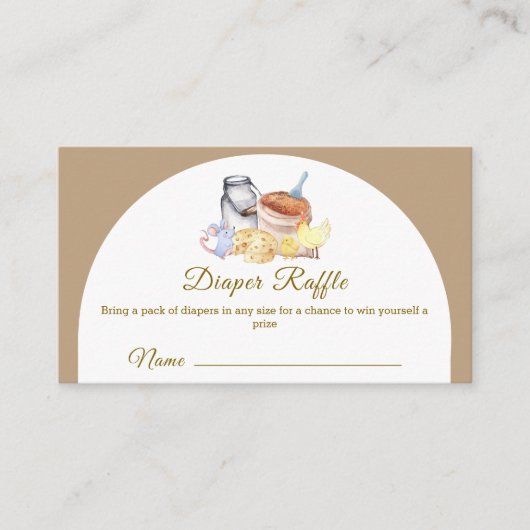 Boerderij Chicken Mouse Luier Raffle Baby shower Informatiekaartje (Voorkant)