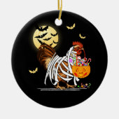 Boerderij Chicken Mummy Pumpkin Jack O Lantern Hal Keramisch Ornament (Voorkant)
