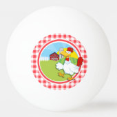 Boerderij Chicken; Rood en Wit Gingham Pingpongbal (Voorkant)