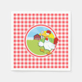 Boerderij Chicken; Rood en Wit Gingham Servet (Voorkant)