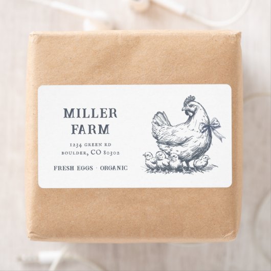 Boerderij Chicken Script Egg Carton Label (Insitu)
