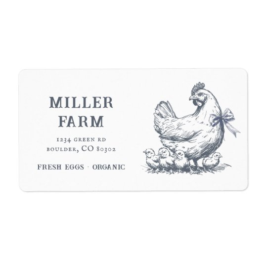 Boerderij Chicken Script Egg Carton Label (Voorkant)