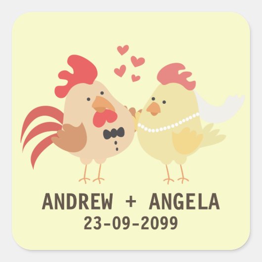 Boerderij Chicken Wedding Save the Date Sticker (Voorkant)