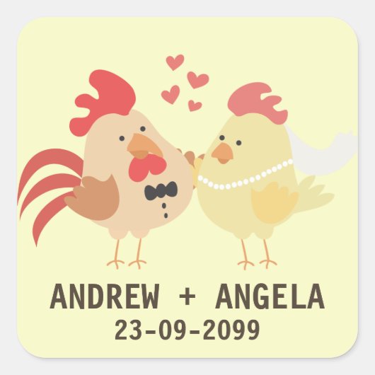 Boerderij Chicken Wedding Save the Date Sticker (Voorkant)