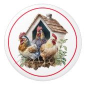Boerderij Chickens Red Barn Land Keramische Knop (Voorkant)