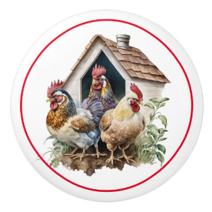 Boerderij Chickens Red Barn Land Keramische Knop