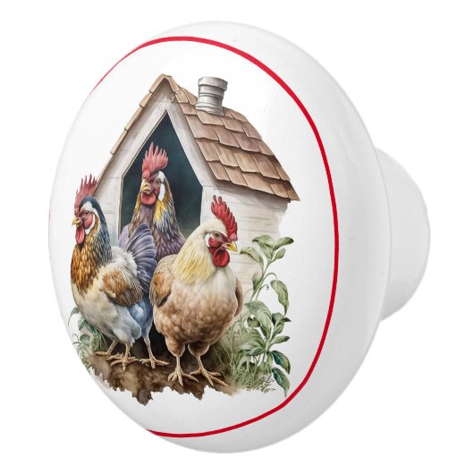 Boerderij Chickens Red Barn Land Keramische Knop (Rechts)