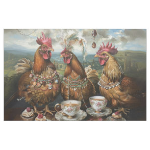 Boerderij Chicks Tea Party Fabric Stof
