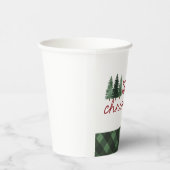 Boerderij Christmas Green Plaid Vakantie Papieren Bekers (Rechts)