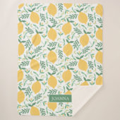 Boerderij Citrus Lemon Pattern Monogram Bright Lan Sherpa Deken (Voorkant)