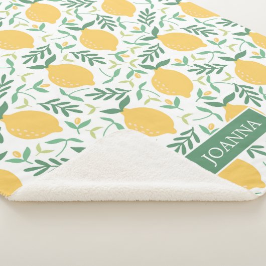 Boerderij Citrus Lemon Pattern Monogram Bright Lan Sherpa Deken (3/4)