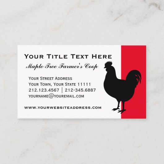 Boerderij Coop  Rooster Visitekaartje (Voorkant)