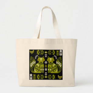 Boerderij Cottage Folk Art Fox en kip Grote Tote Bag
