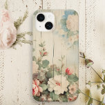 Boerderij Cottage rustieke bloemen op schuur Case-Mate iPhone 14 Hoesje<br><div class="desc">Zeer  bloemontwerp met hoeksprays van waterverf witte en roze rozen en wilde bloemen op rustieke boerderij verweerde schuur gevelbekleding.</div>