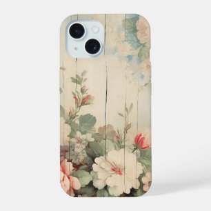 Boerderij Cottage rustieke bloemen op schuur iPhone 15 Case