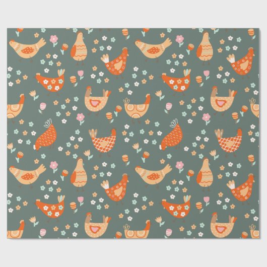 Boerderij Country Folk Art Cadeaupapier (Vlak)