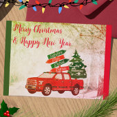 Boerderij Country Rode Vrachtwagen Kerst Feestdagenkaart